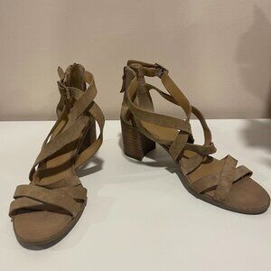EUC Franco Sarto suede-effect block heel sandals